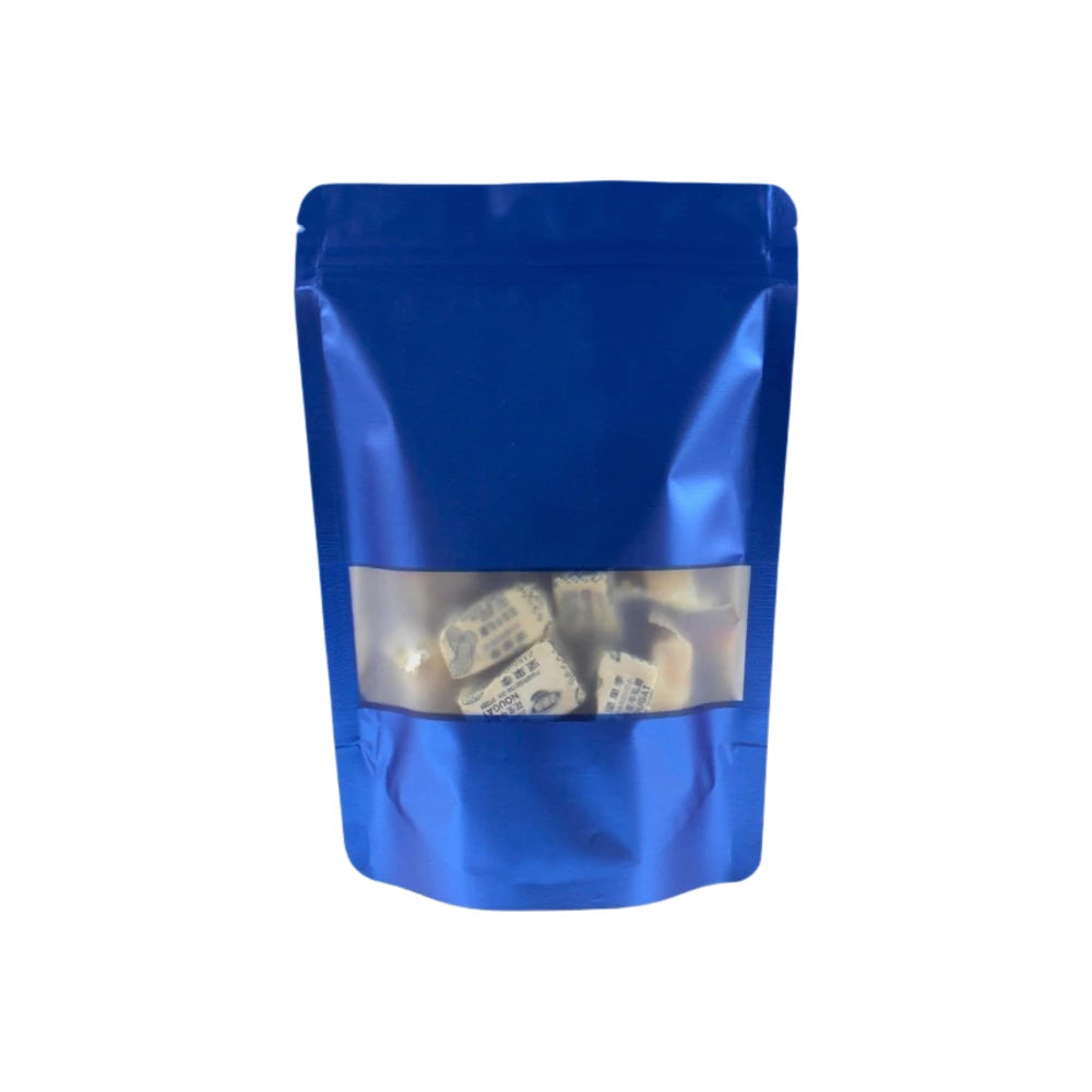 Colored Aluminum Foil Bag Matte Window Stand Up Plated Self Sealing Frosted Food Packaging Candy Snack Sealed Pouches
