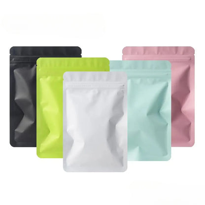 100Pcs Double Sided Frosted Mylar Bags Waterproof Flat Bottom Aluminum Foil Zip Lock Bags for Food Storage Crafting