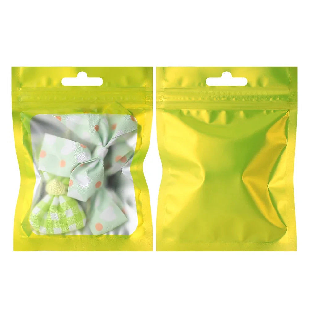 100 шт. матовой алюминиевой фольги прозрачные цветные рамки самозапечатывающиеся пакеты водонепроницаемые многоразовые подарочные пакеты с застежкой-молнией для ювелирных изделий 