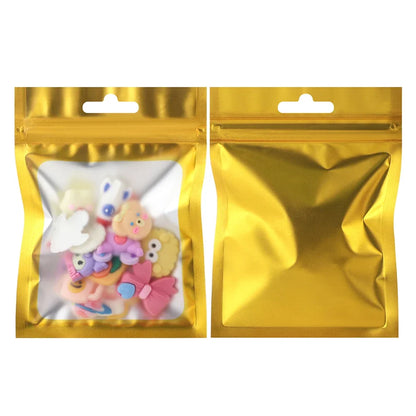 100 шт. матовой алюминиевой фольги прозрачные цветные рамки самозапечатывающиеся пакеты водонепроницаемые многоразовые подарочные пакеты с застежкой-молнией для ювелирных изделий 