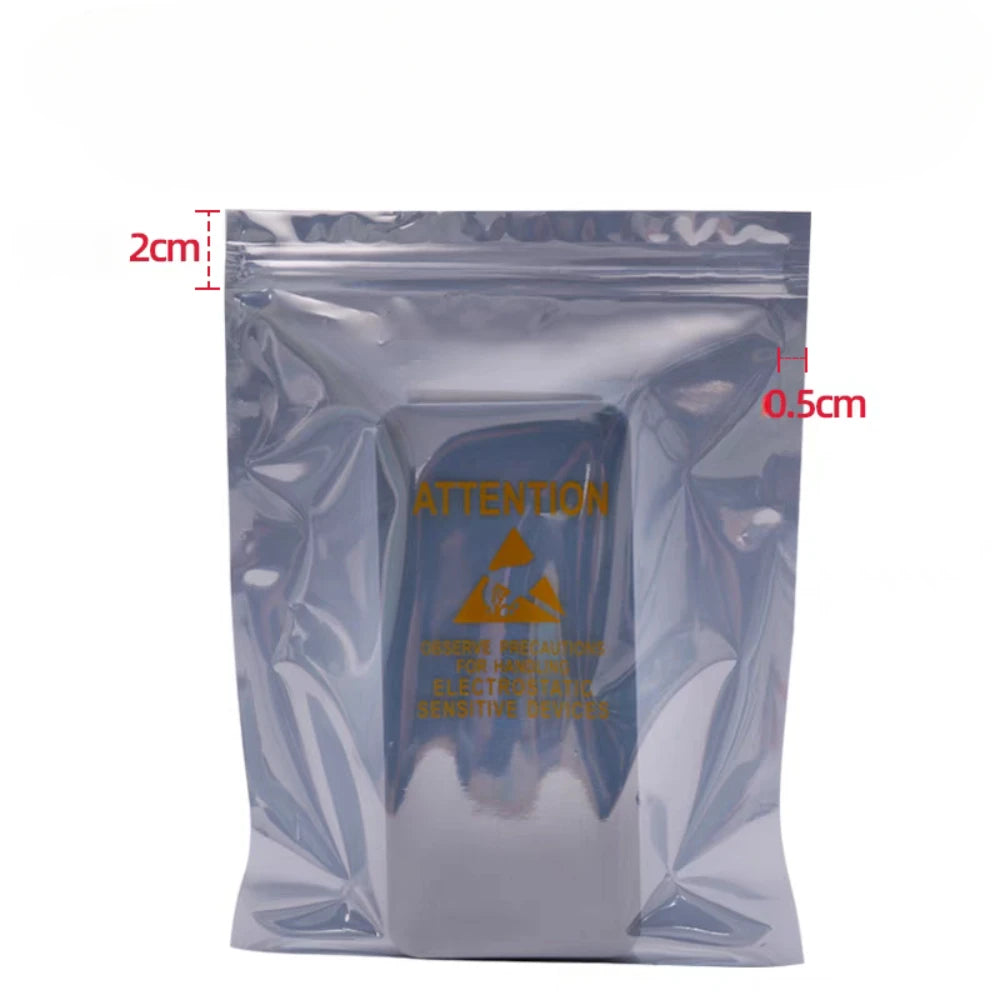 100Pcs Anti-Static Shielding Ziplock Bags ESD Safe Dustproof Packaging Pouches for Electronics DIY Projects Hard Disk Mainboard
