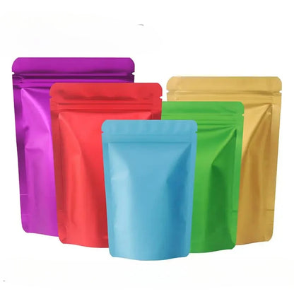 100Pcs Durable Moisture proof Zipper Seal Mylar Bags Vertical Matte Aluminum Food Storage Coffee Grocery Packaging Pouches