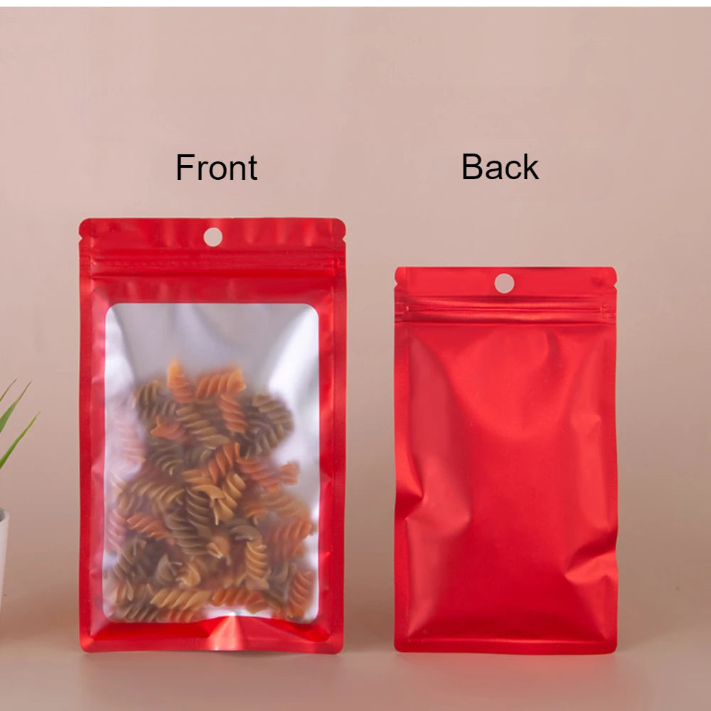 100 шт. цветной алюминиевой фольги, самозапечатывающийся пакет, матовый чехол с окошком на молнии для цифрового телефона, образцы ювелирных изделий, упаковка для еды и бобов 