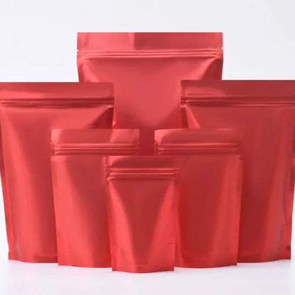100Pcs Resealable Matte Aluminum Foil Ziplock Bags Stand Up Pouches for Coffee Snacks Tea Gifts Ideal for DIY Xmas Packaging