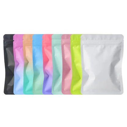 100Pcs Double Sided Frosted Mylar Bags Waterproof Flat Bottom Aluminum Foil Zip Lock Bags for Food Storage Crafting