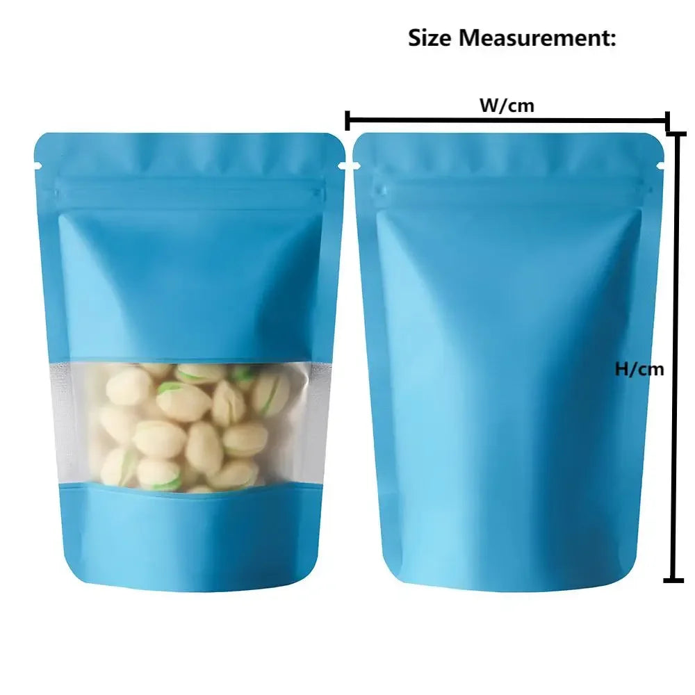 100Pcs Matte Aluminum Foil Mylar Bags Moisture Proof Self Standing Snack Storage Resealable Reusable Zipper Lock Pouches