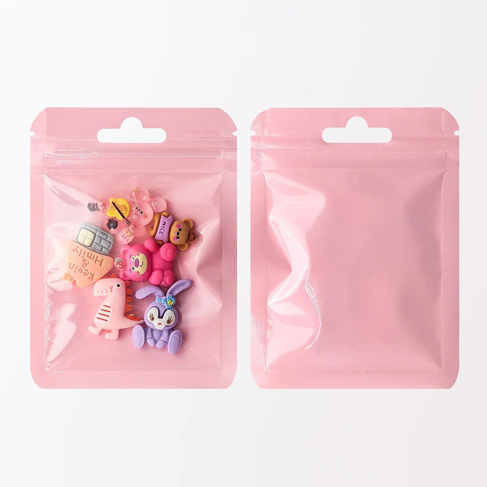 100Pcs Premium Holographic Self-Sealing Bags Transparent Jewelry Nail Art Packaging Ideal for Lip Products Craft Supplies