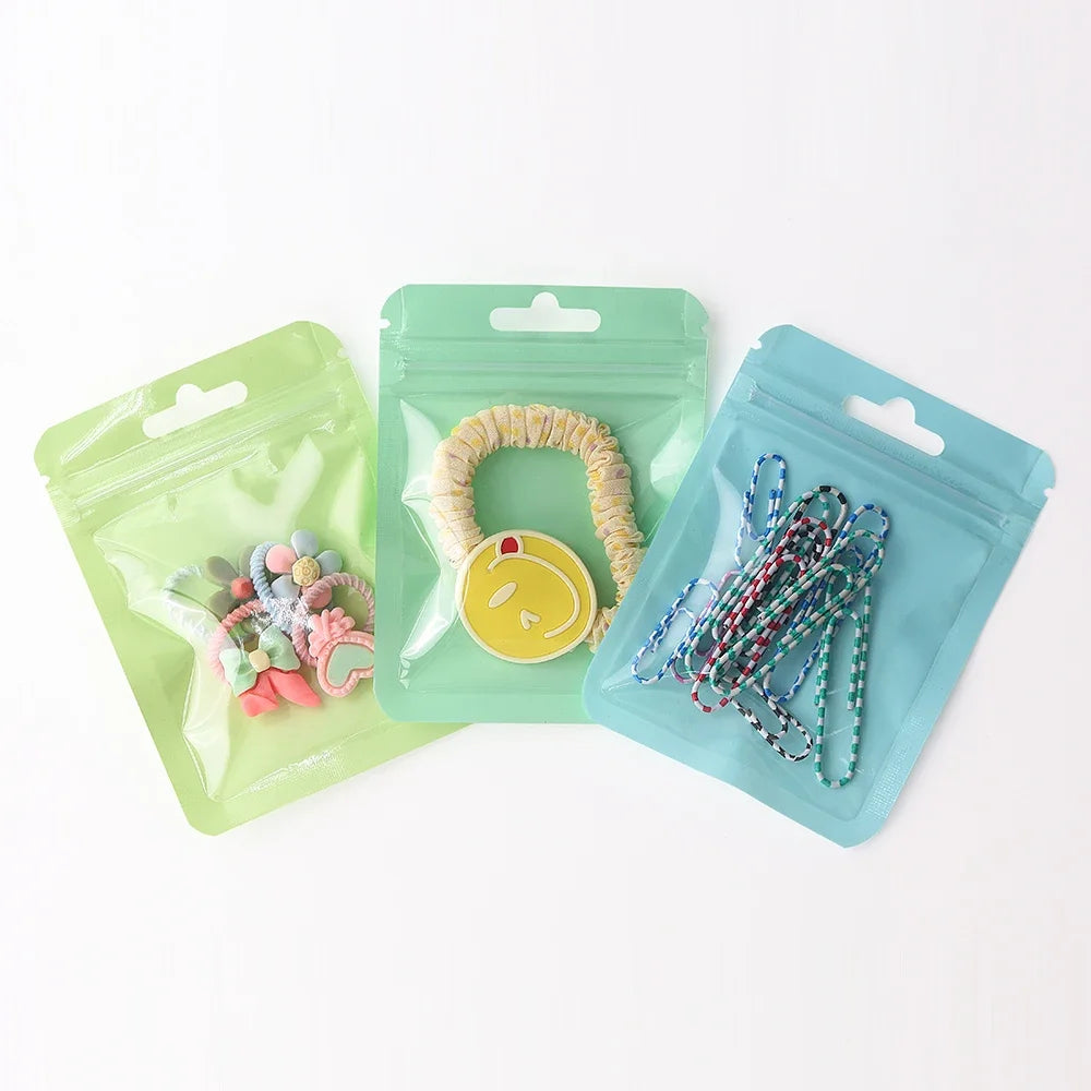 100Pcs Premium Holographic Self-Sealing Bags Transparent Jewelry Nail Art Packaging Ideal for Lip Products Craft Supplies