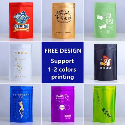 100Pcs Resealable Matte Aluminum Foil Ziplock Bags Stand Up Pouches for Coffee Snacks Tea Gifts Ideal for DIY Xmas Packaging