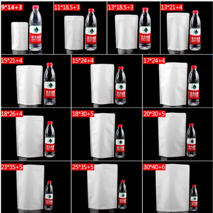 50Pcs White Paper Stand Up Ziplock Mylar Bags Heat Sealing Pouches for Coffee Snacks Spices Tea Dates Ideal Storage Solution