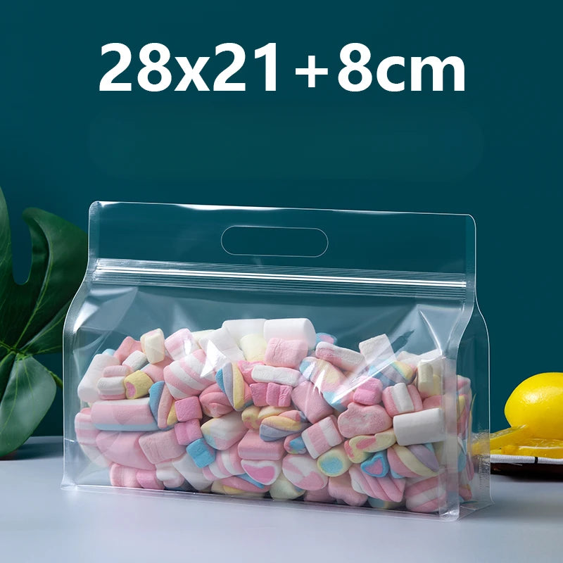 50 шт. многоразовых прозрачных пластиковых пакетов с застежкой-молнией, с отверстием для подвешивания, для упаковки закусок к кофе и хранения на свадебных вечеринках 
