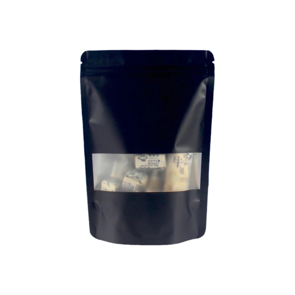 Colored Aluminum Foil Bag Matte Window Stand Up Plated Self Sealing Frosted Food Packaging Candy Snack Sealed Pouches