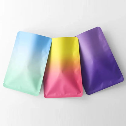 100Pcs Matte Gradient Self-Sealing Aluminium Foil Pouches for Tea Coffee Beans Durable Storage Bags Eco-Friendly Packaging