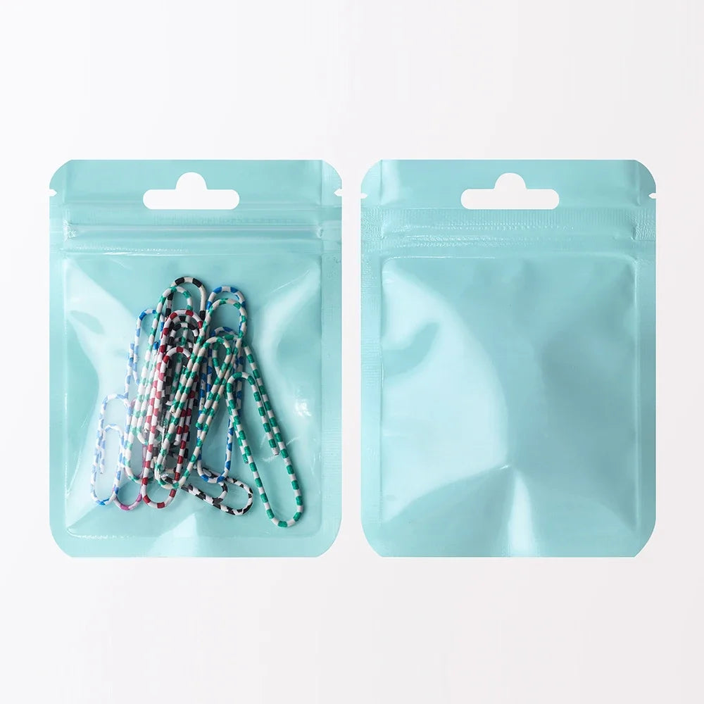 100Pcs Premium Holographic Self-Sealing Bags Transparent Jewelry Nail Art Packaging Ideal for Lip Products Craft Supplies